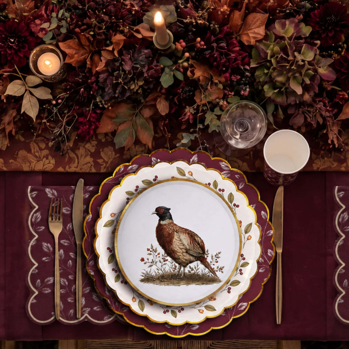 Mulberry Leaf Scalloped Edge Lunch Napkins