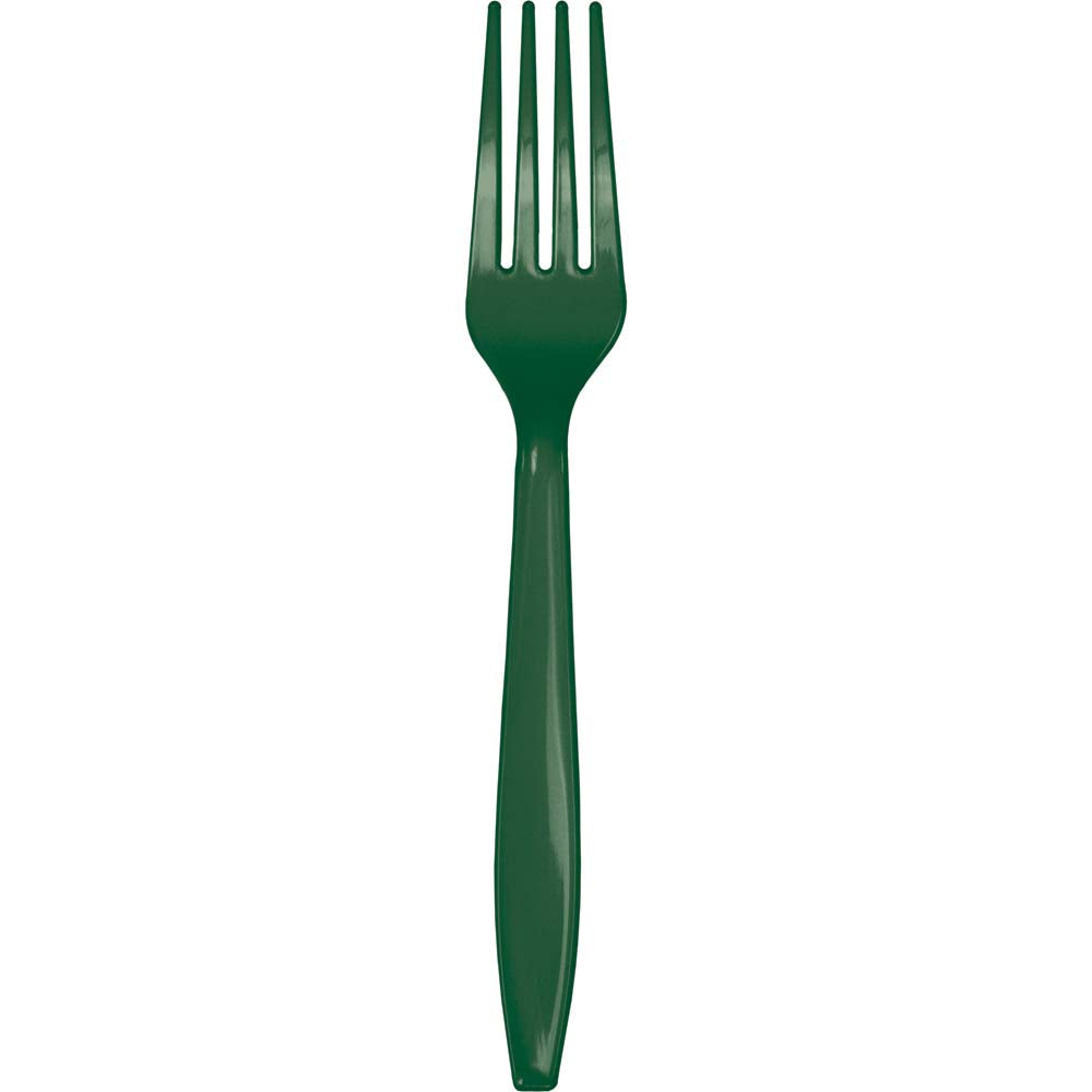 Hunter Green Plastic Forks 24ct