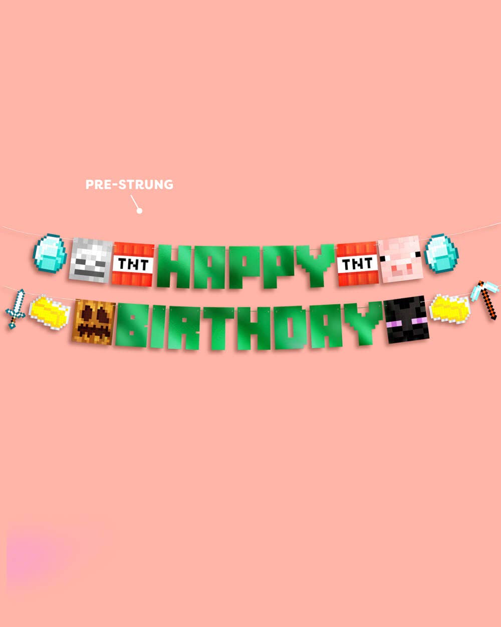 Pixel Minecraft Birthday Banner