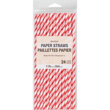 Striped Paper Straws 24ct - Red