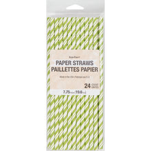 Striped Paper Straws 24ct - Lime Green