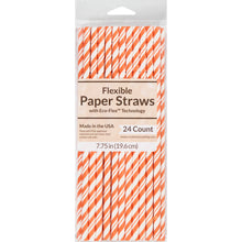 Striped Paper Straws 24ct - Orange