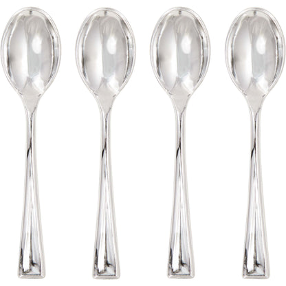 Mini Appetizer Spoons - Metallic Silver 24ct
