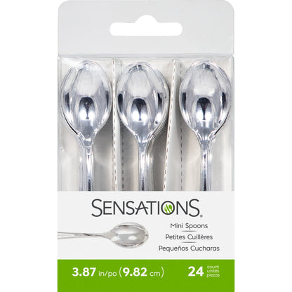 Mini Appetizer Spoons - Metallic Silver 24ct