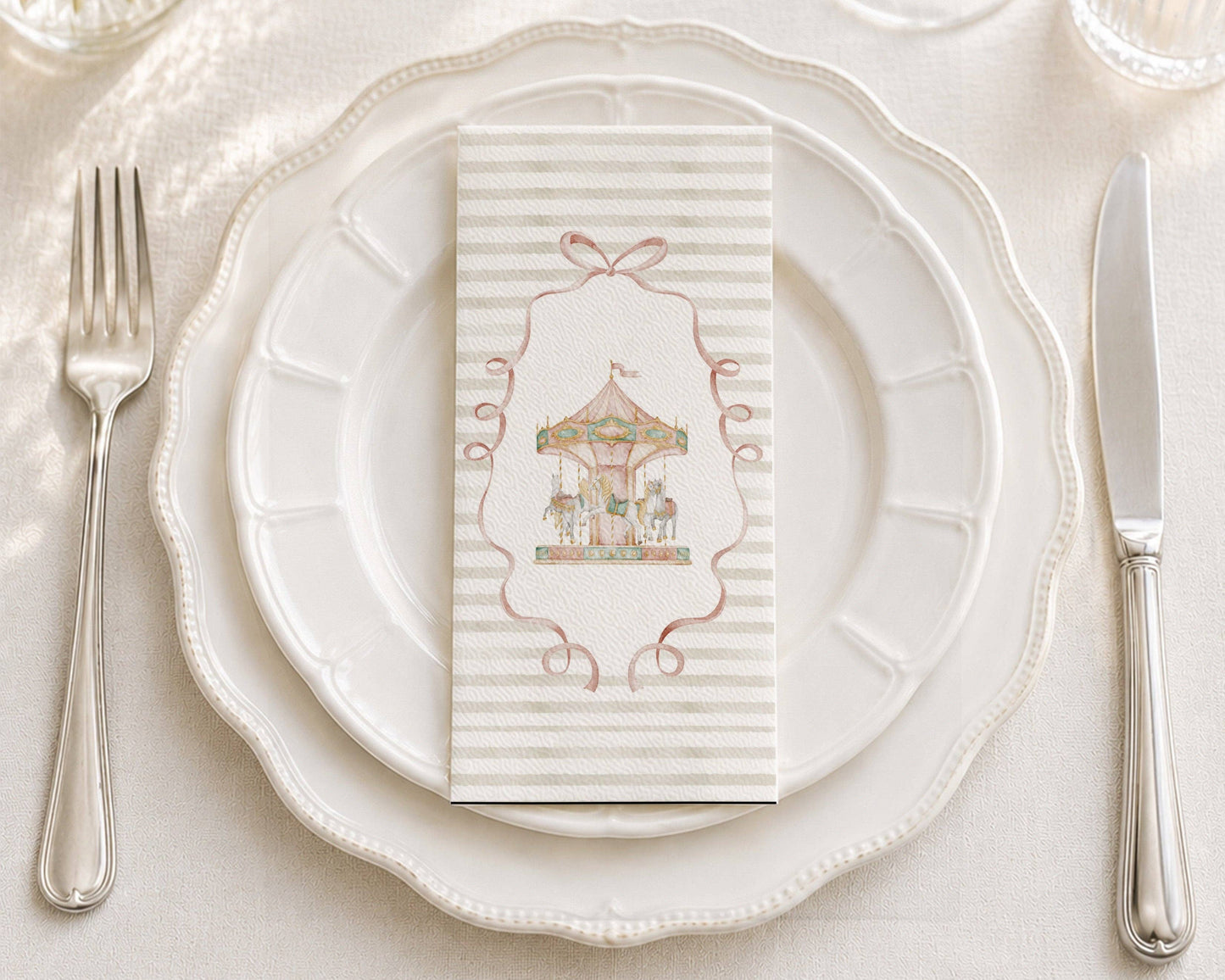 Watercolor Carousel - Printed Guest Towel