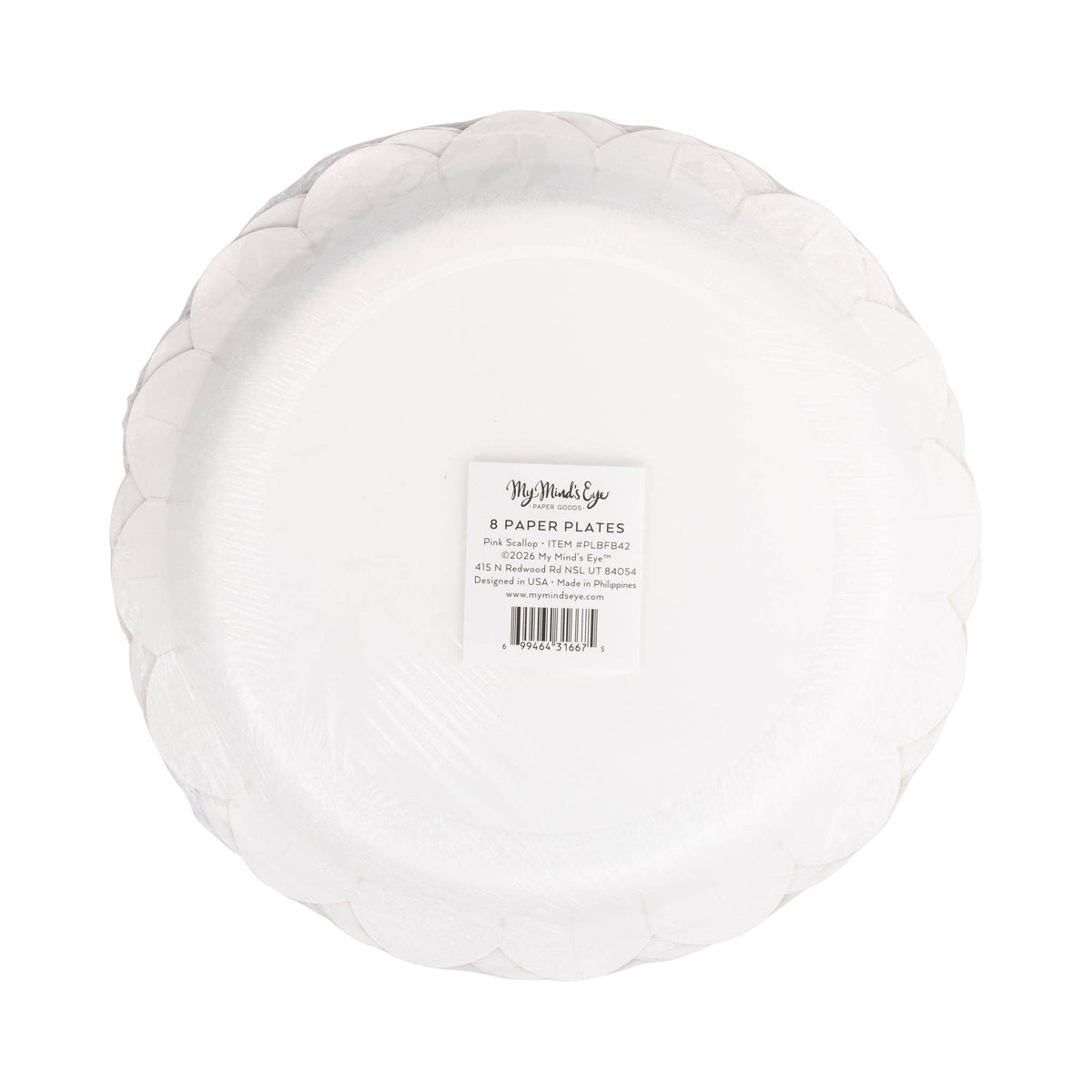 Pink Scallop Gingham Happy Birthday 9" Paper Plate