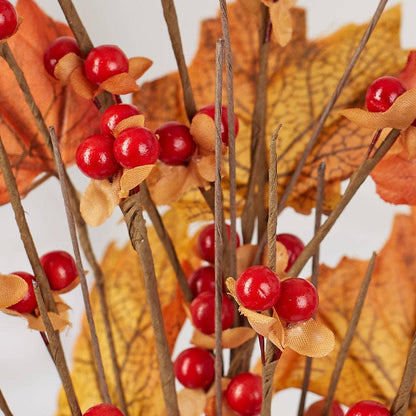 15" Artificial Autumn Maple Leaves and Berries Spray