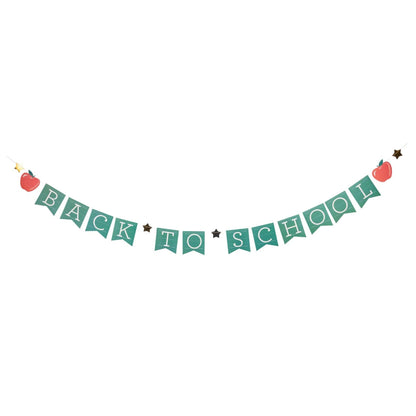 Decorative banner with 'Back to School' text on a white background