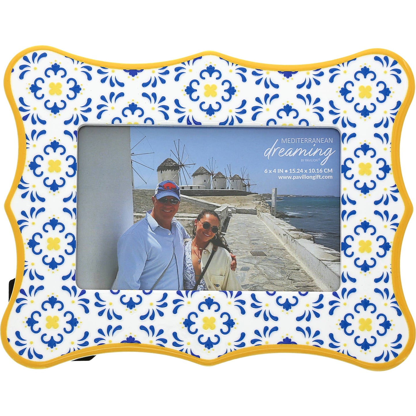 Blue & Yellow-8.25"x6.5" Picture Frame Holds 6" x 4" Photo