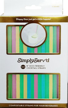 5” Cocktail Straw Assorted Compostable PLA/100pk