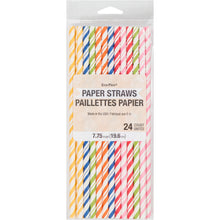 Striped Paper Straws 24ct - Assorted