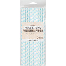 Striped Paper Straws 24ct - Patel Blue