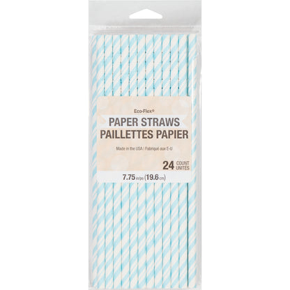 Striped Paper Straws 24ct - Patel Blue