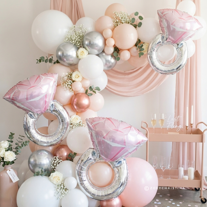 #606A Pink Engagement Ring Foil Balloon