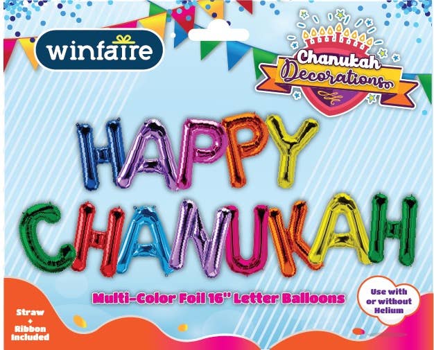 Happy Chanukah Letter Balloons - Multi Color