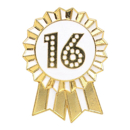 Gold Enamel Birthday Pin Badge
