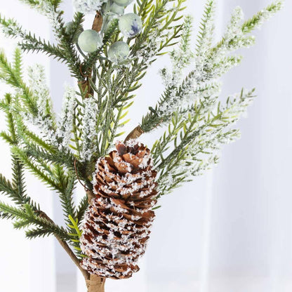 18" Frosted Artificial Berry Pine Cone Pick