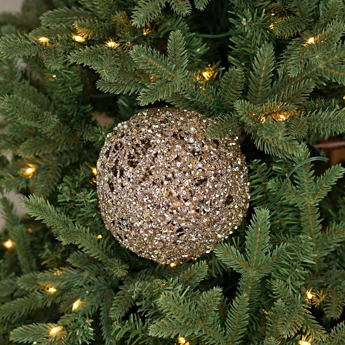 Metalic Glittered Ball-Champaign gold