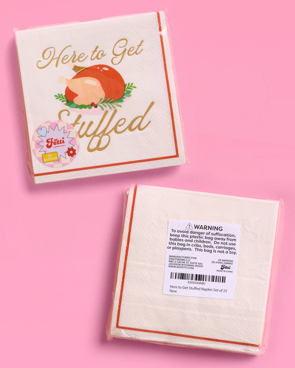 Here To Get Stuffed Thanksgiving Cocktail Napkins 25ct