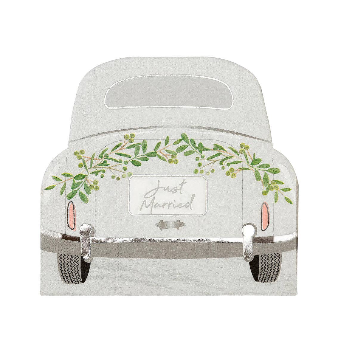 Just Married Car Shaped Napkins - 16 Pack | Wedding Decor |