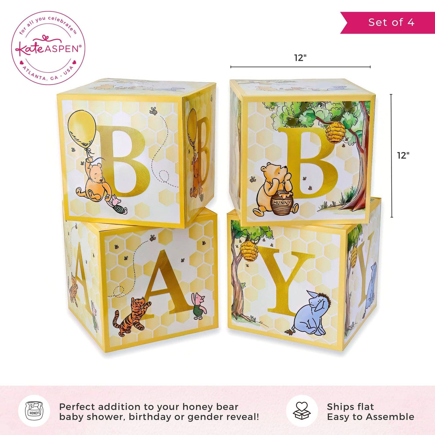Honey Bear Baby Block Boxes