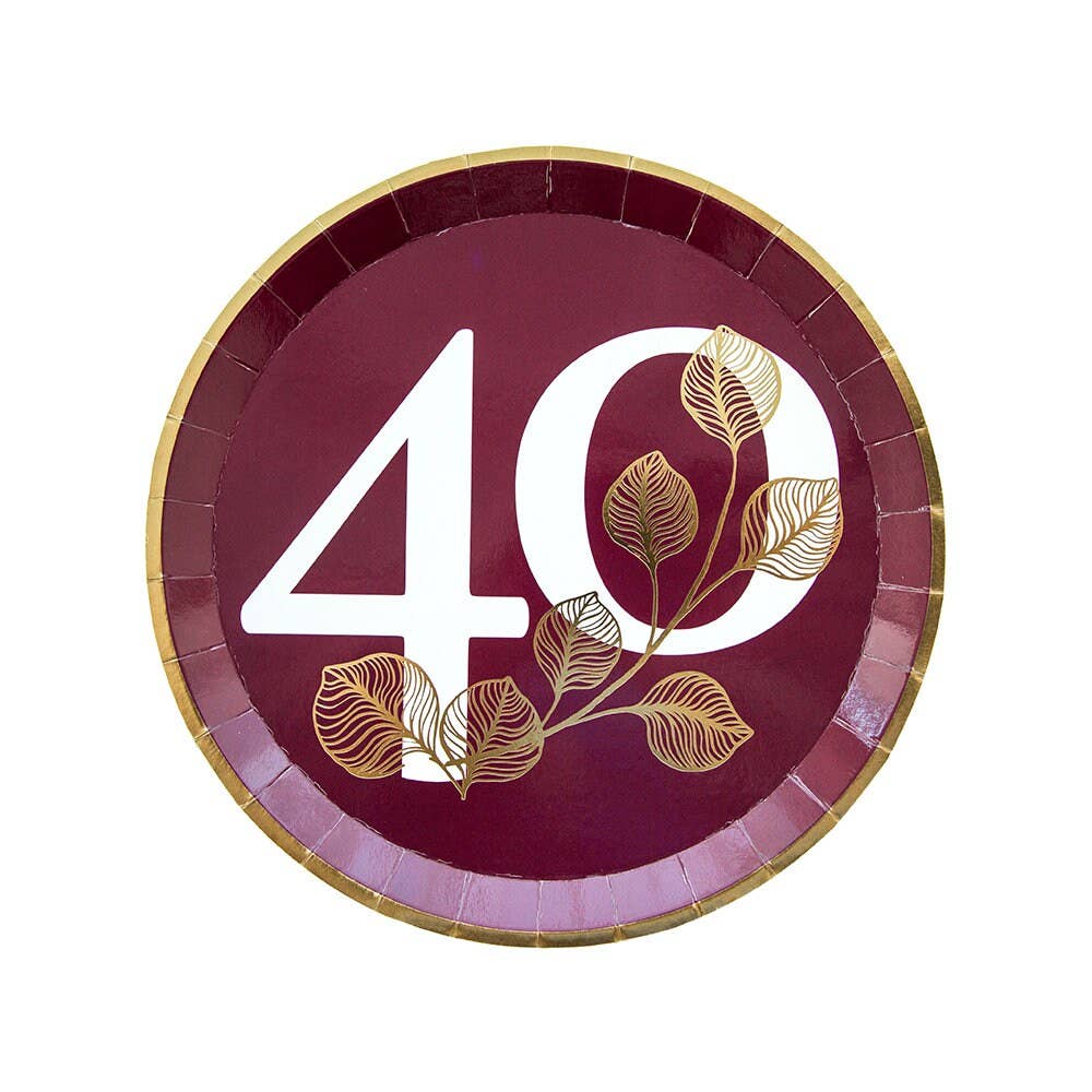 40th Dessert Plates - 8 Pk. - 2 Color Options