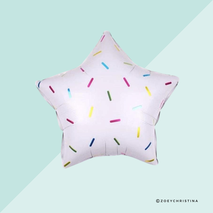 #056A White Star Foil Balloon with Sprinkles