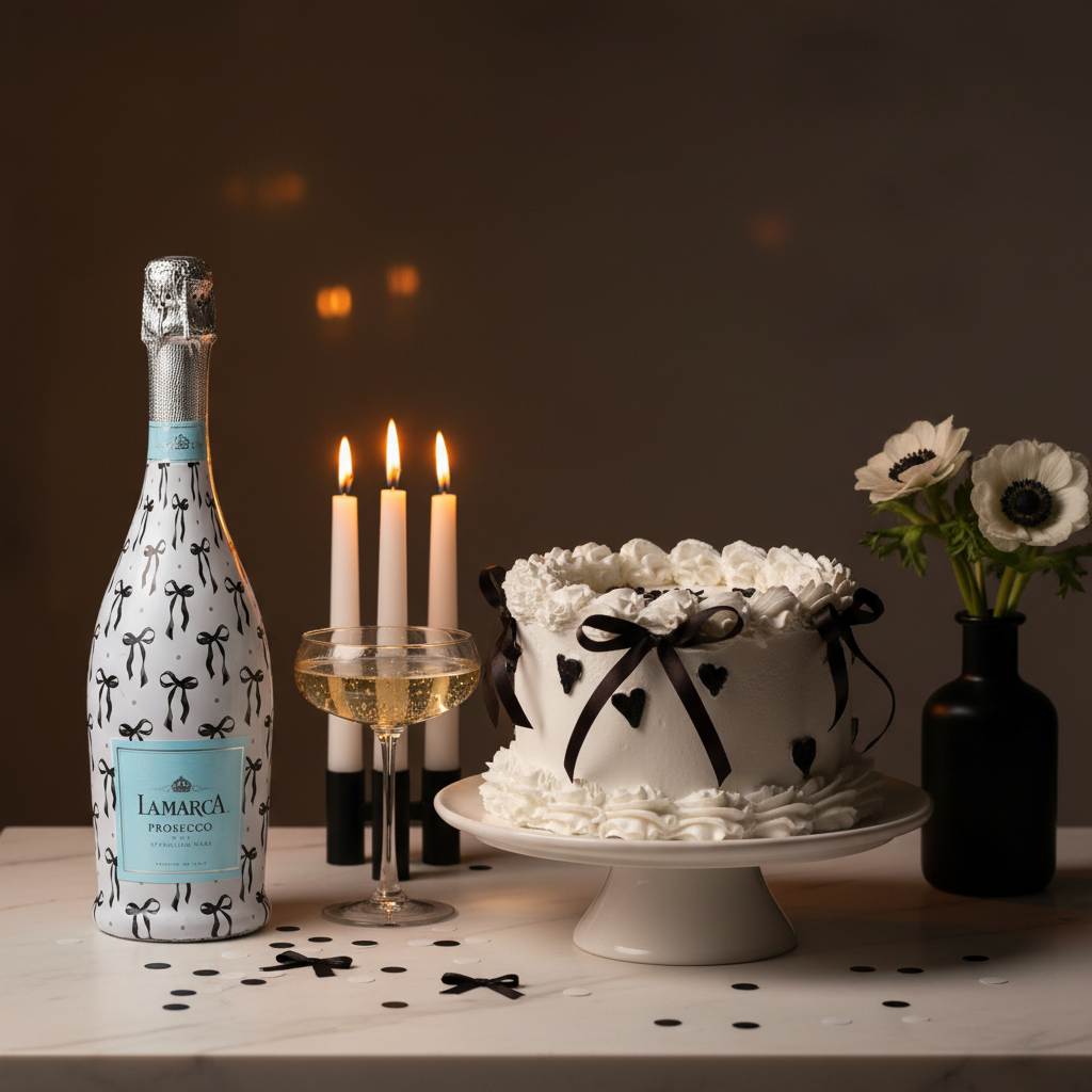 Beau Bottles Grandmillennial Black Bows - Prosecco Collection
