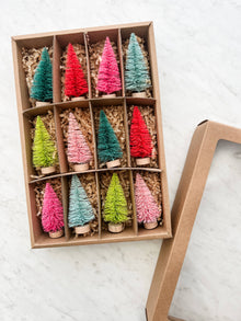 Colorful Mini Bottle Brush Trees - Set of 12