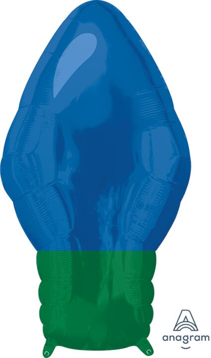 S06 Blue Christmas Light Bulb 22In Balloon