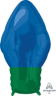 S06 Blue Christmas Light Bulb 22In Balloon