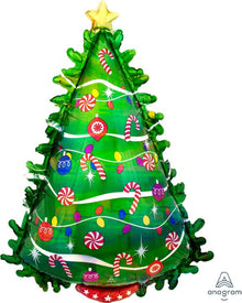 S10 Green Xmas Tree Holographic 36in Balloon