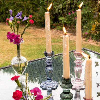 Navy Glass Candle Holder