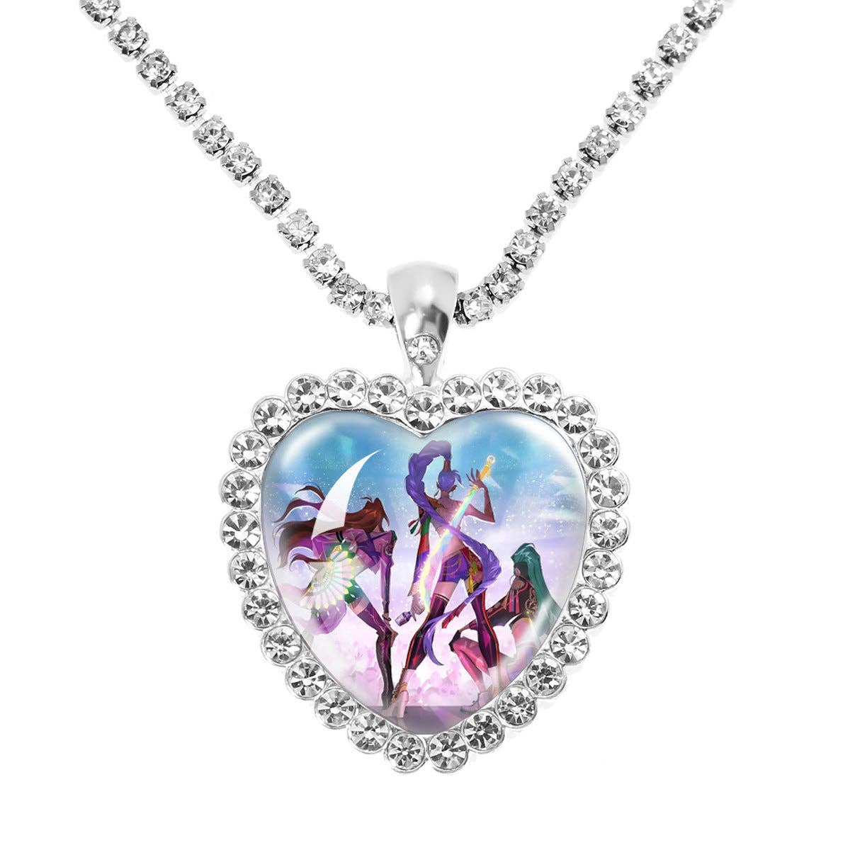 KDH k-pop inspired Gem Heart Rhinestone Necklace
