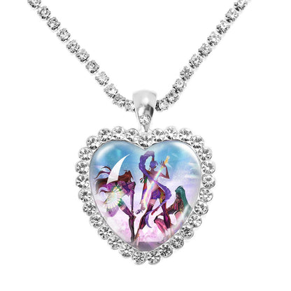 KDH k-pop inspired Gem Heart Rhinestone Necklace