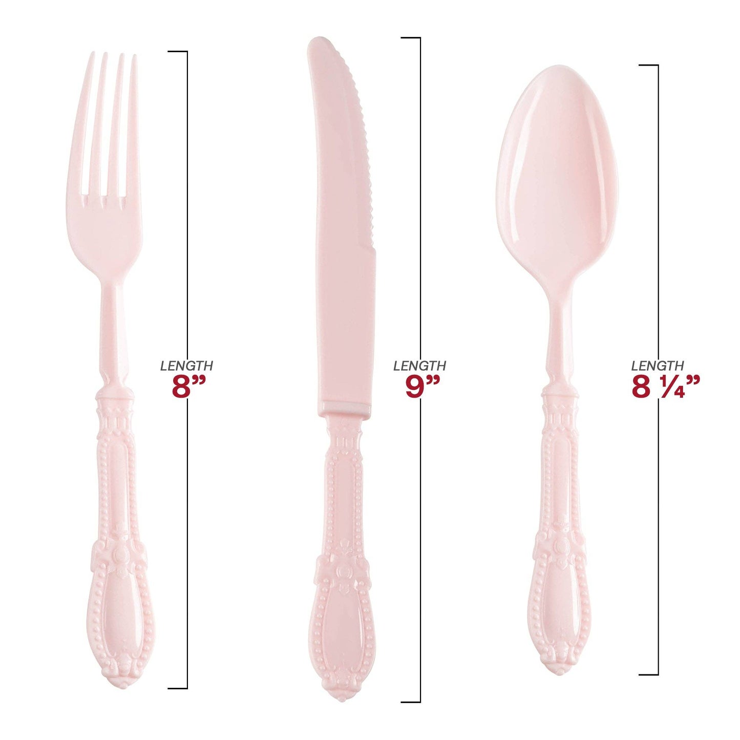 Pink Baroque Disposable Plastic Cutlery Set - 20 Guests