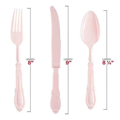 Pink Baroque Disposable Plastic Cutlery Set - 20 Guests