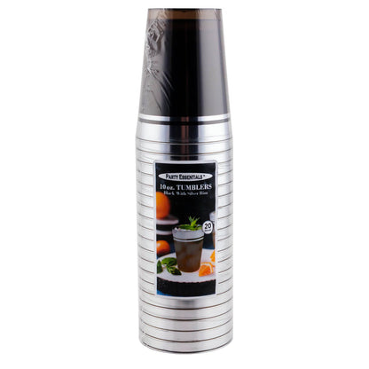 Premium Tumblers Black w/Silver Rim 20 Ct.