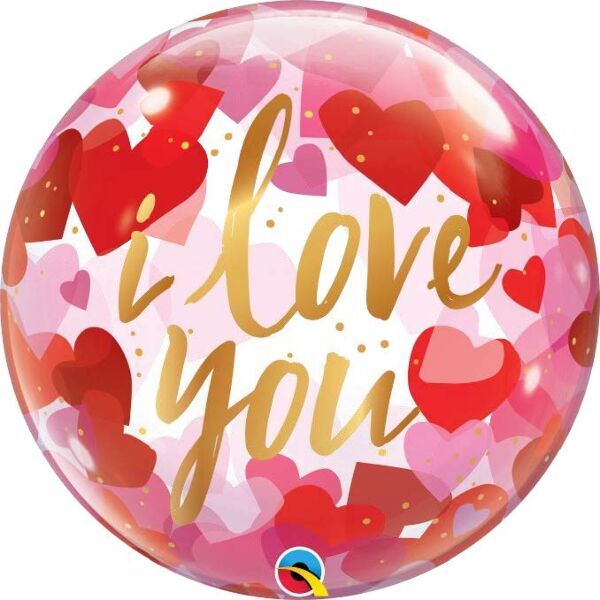 #469 I Love You Paper Hearts Bubble 22in Balloon