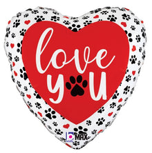 #462 Love You Paw Prints 18in Balloon