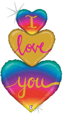 #467 Heart Love Trio Holographic 40in Balloon
