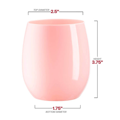 12 oz. Pink Elegant Stemless Plastic Wine Glasses