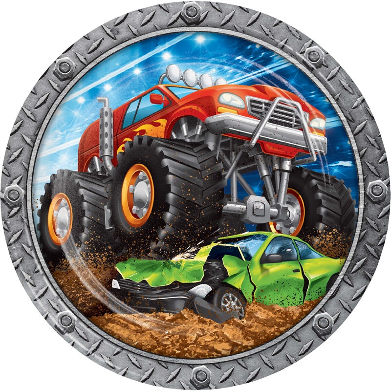Monster Truck 9in Plates 8ct