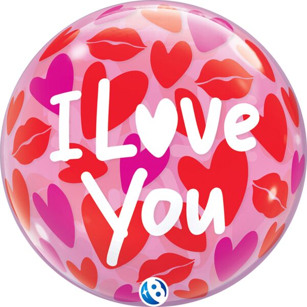 #466 Bubble I Love You Kisses 22in Balloon