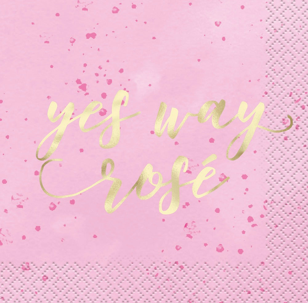 Spring Florals Yes Way Rosé Beverage Napkins 16ct - Foil Stamping