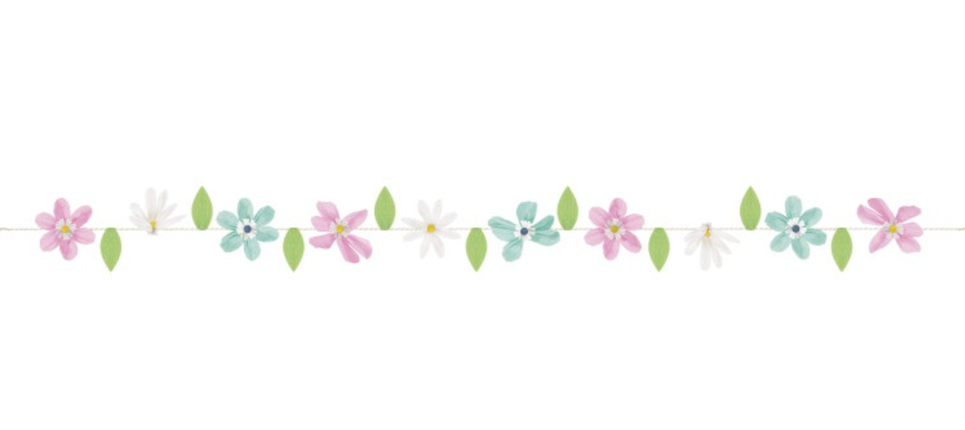 Spring Florals Crepe Paper & Pompom Flower Garland