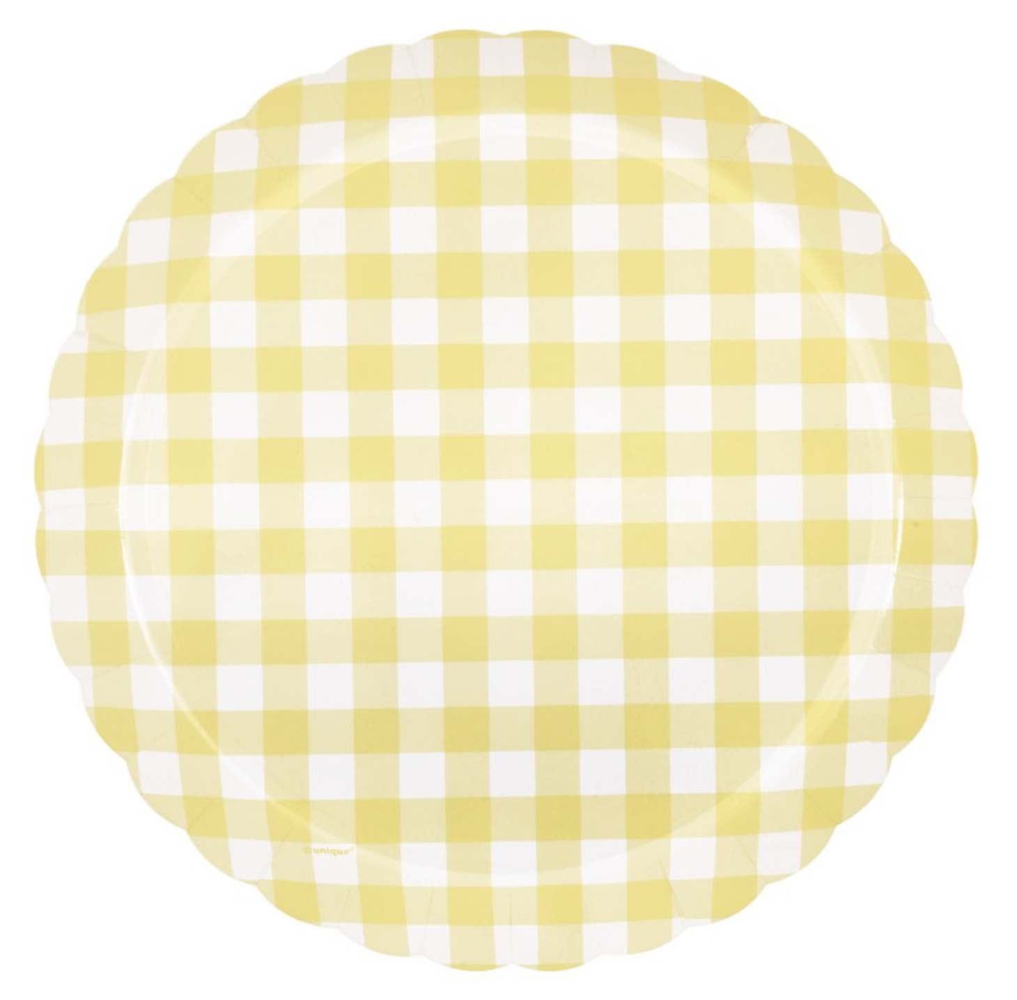Fresh Daisy Gingham Scalloped Edge 8.25in Plates 8ct - Foil Stamping