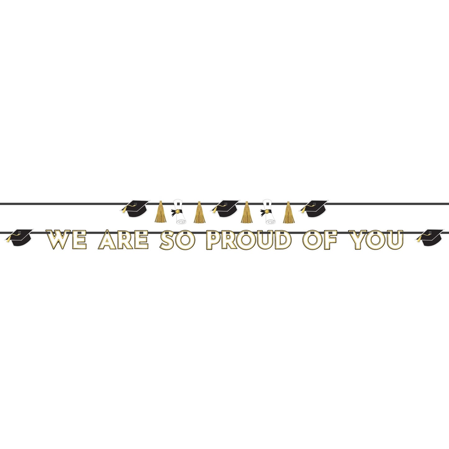 We Are So Proud Of You Letter Banner Kit - Black, Silver, Gold