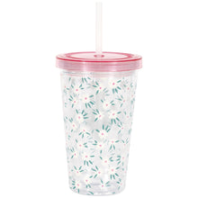 Spring Florals 16oz Plastic Tumbler with Straw