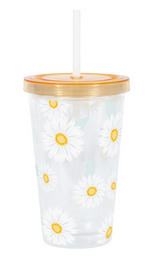 Fresh Daisy 16oz Plastic Tumbler with Straw